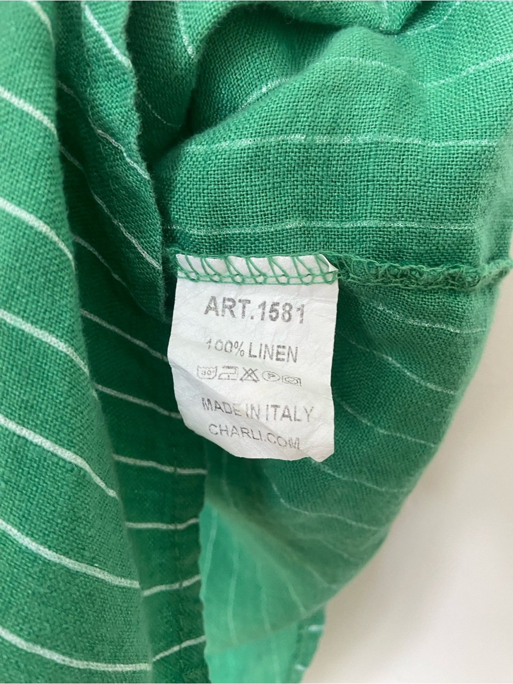 Charli Linen Provence Button Up Shirt in Green One Size Oversized - Picture 7 of 11